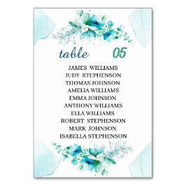Numeração De Mesa Casamento Personalizado De Flor Azul Elegante
