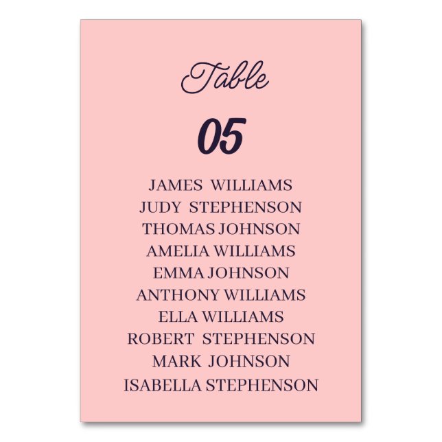 Numeração De Mesa Casamento Personalizado de Peach (Frente)