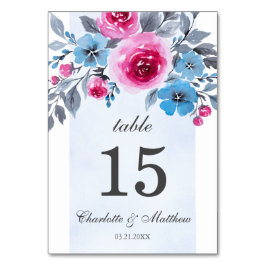 Numeração De Mesa Casamento Personalizado Floral de Cor Azul