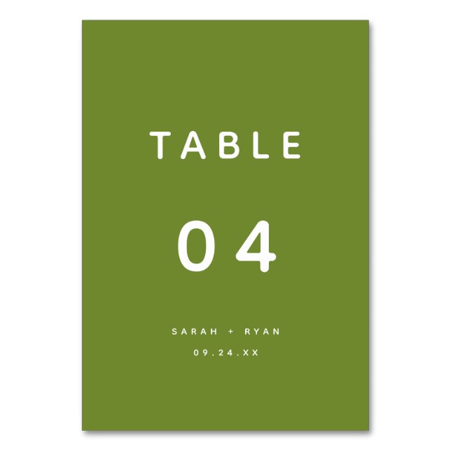 Numeração De Mesa Casamento Personalizado Moderno Minimalista Verde  (Frente)