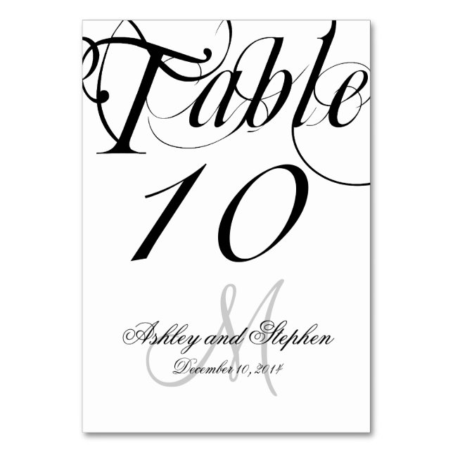 Numeração De Mesa Casamento Personalizado Negro e Branco (Frente)