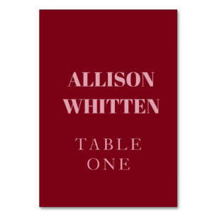 Numeração De Mesa Casamento Personalizado Rosa e Vermelho com Script