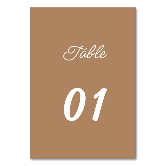 Numeração De Mesa Casamento Personalizado Simples Brown (Frente)