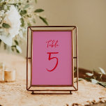Numeração De Mesa Casamento Personalizado Vermelho Cor-de-rosa Branc<br><div class="desc">Adicione um toque pessoal e divertido à sua recepção de casamento com o nosso Número de Tabela Personalizada Simples e Simples do Script Manuscrito em Rosa e Vermelho. Este design tocável apresenta um encantador guião escrito à mão e cores vibrantes, fazer-o como uma adição encantadora à vossa decoração de casamento....</div>