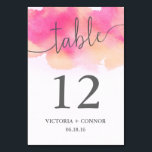 Numeração De Mesa Casamento Pêssego Elegante De Aquarela Rosa<br><div class="desc">Sonhos Vibrantes Número da Tabela de Casamento/Rosa e Pêssego</div>