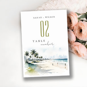 Numeração De Mesa Casamento por Aquarela da Árvore Costeira de Miami