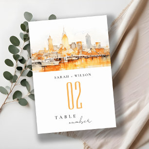 Numeração De Mesa Casamento por Aquarela da Cidade Elegante de Nashv