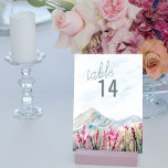 Numeração De Mesa Casamento por Aquarela das Montanhas<br><div class="desc">Número da tabela de Casamento de Montanha com paisagem típica de serras azuis e prados de flor silvestre rosa. A beleza da natureza inspirou um design cênico - perfeito para destinos ao ar livre, refúgios montanhosos e refúgios de parques rurais ou cinzas azuis empoeiradas e temas cor-de-rosa. Por favor, procure...</div>