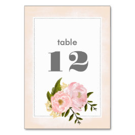 Numeração De Mesa Casamento por Aquarela de Peônias Rosa Escamosas