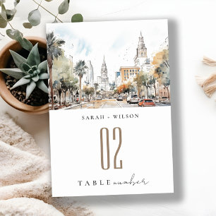 Numeração De Mesa Casamento por Aquarela de Skyline da Flórida Chic 