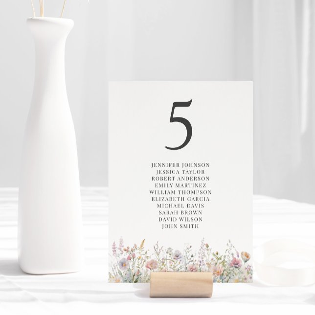 Numeração De Mesa Casamento Por Aquarela Floral De Flores Selvagens  (Criador carregado)