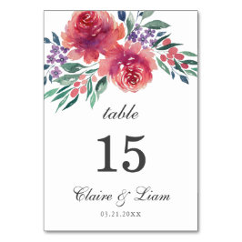 Numeração De Mesa Casamento por País Floral Romântico com Aquarela