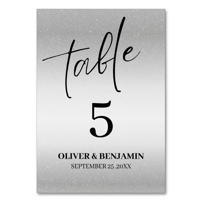 Numeração De Mesa Casamento Prata Metálico (Frente)