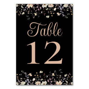 Numeração De Mesa Casamento Preto Boho Floral Elegante com Flores Si