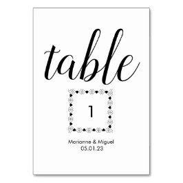 Numeração De Mesa Casamento Preto Branco Borda de Coração Assentos 