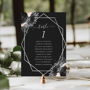 Numeração De Mesa Casamento Preto de Frame Geométrico de Prata Flora