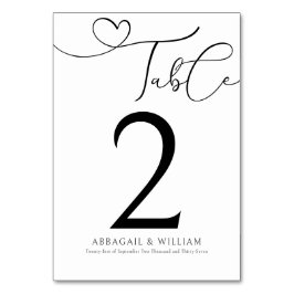 Numeração De Mesa Casamento Preto e Branco com Script de Número de T
