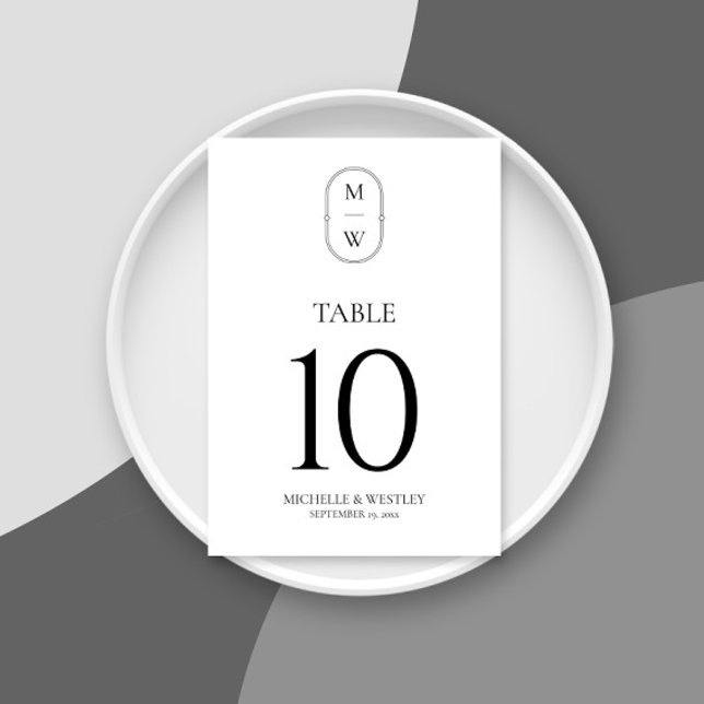 Numeração De Mesa Casamento preto e branco com script mínimo simples (Criador carregado)