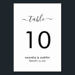 Numeração De Mesa Casamento Preto e Branco de Script Moderno<br><div class="desc">Cartão de número da mesa de casamento preto e branco elegante com uma fonte moderna. Itens correspondentes disponíveis.</div>