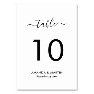 Numeração De Mesa Casamento Preto e Branco de Script Moderno