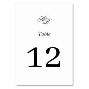 Numeração De Mesa Casamento preto e branco do Monograma de Script El