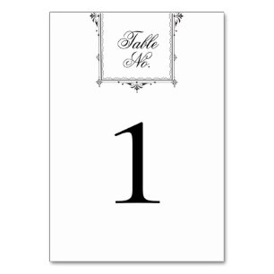 Numeração De Mesa Casamento preto e branco do Monograma de Vintage