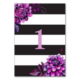 Numeração De Mesa Casamento preto e branco. Floral roxo aquarela