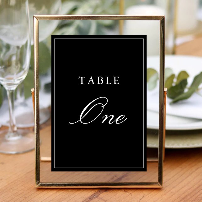 Numeração De Mesa Casamento Preto e Branco Formal Simples e Elegante (Simple black and white table numbers create a refined look while guiding guests.)