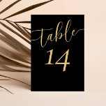 Numeração De Mesa Casamento Preto e Dourado Moderno<br><div class="desc">Nossas cartas na mesa de núpcias em preto e ouro,  simples e subestimado,  trazem um ar de excelente elegância para sua recepção. Altere o número da tabela e adicione à cesta para tantas mesas quantas forem necessárias.</div>