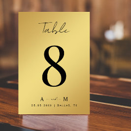 Numeração De Mesa Casamento Preto Elegante Dourado e Monograma