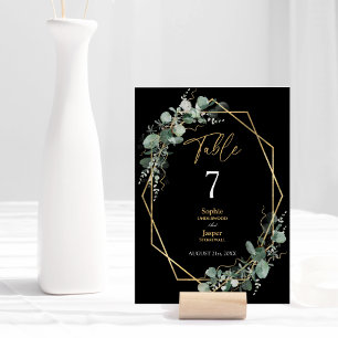 Numeração De Mesa Casamento Preto Simples com Frame Geométrico Doura