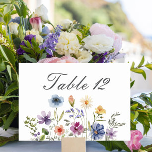 Numeração De Mesa Casamento Primavera com Flores Silvestres em Aquar