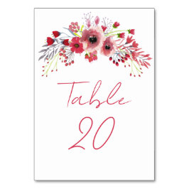 Numeração De Mesa Casamento primavera Watercolor Flores Vermelhos Pó