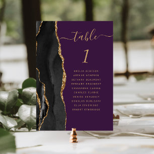 Numeração De Mesa Casamento Profundo de Roxo Dourado Preto