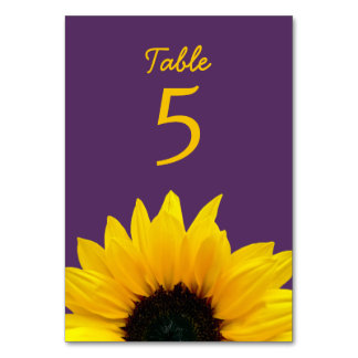 Numeração De Mesa Casamento Púrpura de Flor Amarelo de Girassol