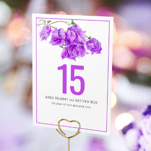 Numeração De Mesa Casamento púrpura de flor de papel Bougainvillea