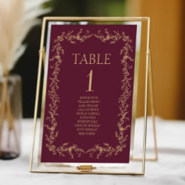 Numeração De Mesa Casamento Quadro Floral Toile Champagne Borgonha