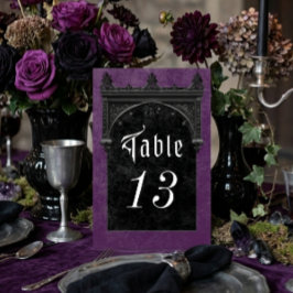 Numeração De Mesa Casamento Raven Preto Gótico e Arco Preto Roxo