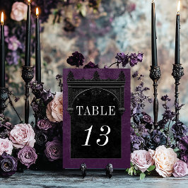 Numeração De Mesa Casamento Raven Preto Gótico e Arco Preto Roxo