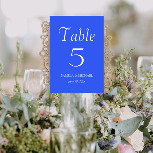 Numeração De Mesa Casamento Real de Estilo Simples Azul (In Situ Wedding)