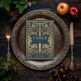 Numeração De Mesa Casamento Real Medieval da cinza