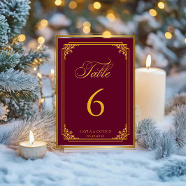 Numeração De Mesa Casamento Real Quadro Dourado Clássico