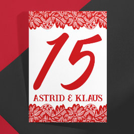 Numeração De Mesa Casamento Red Norueguês "Lace"