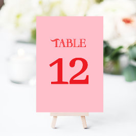 Numeração De Mesa Casamento Retro Minimalista Rosa e Vermelho