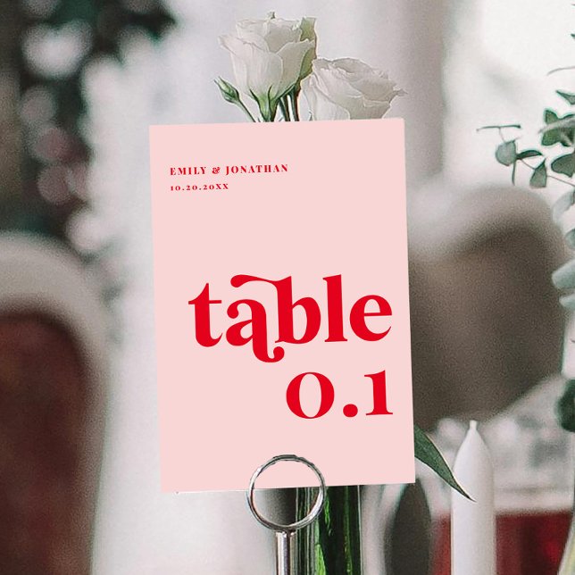 Numeração De Mesa Casamento Retro Vermelho e Rosa (Criador carregado)