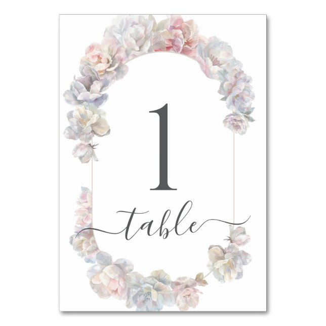 Numeração De Mesa Casamento Romântico Blush Peony Floral (Frente)