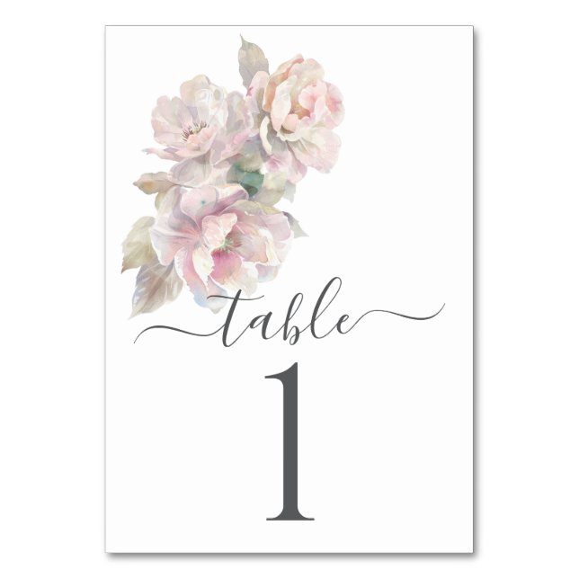 Numeração De Mesa Casamento Romântico Blush Peony Floral (Frente)