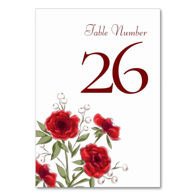 Numeração De Mesa Casamento Romântico com Rosa Vermelha (Frente)