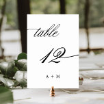 Numeração De Mesa Casamento Romântico da Caligrafia Número 12,<br><div class="desc">Mesa 12. Verifique todos os números disponíveis. | Número da mesa de casamento romântica e elegante para caligrafia espiritual com monogramas. Para uma personalização mais avançada deste design,  clique no BOTÃO FERRAMENTA DESIGN AZUL acima!</div>