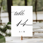 Numeração De Mesa Casamento Romântico da Caligrafia Número 14,<br><div class="desc">Mesa 14. Verifique todos os números disponíveis. | Número da mesa de casamento romântica e elegante para caligrafia espiritual com monogramas. Para uma personalização mais avançada deste design,  clique no BOTÃO FERRAMENTA DESIGN AZUL acima!</div>